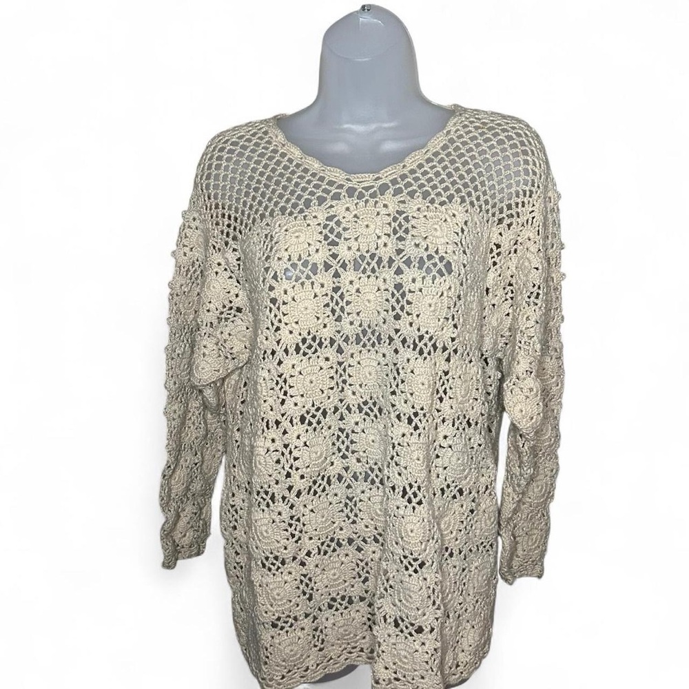 Chunky Beige Crochet Sweater